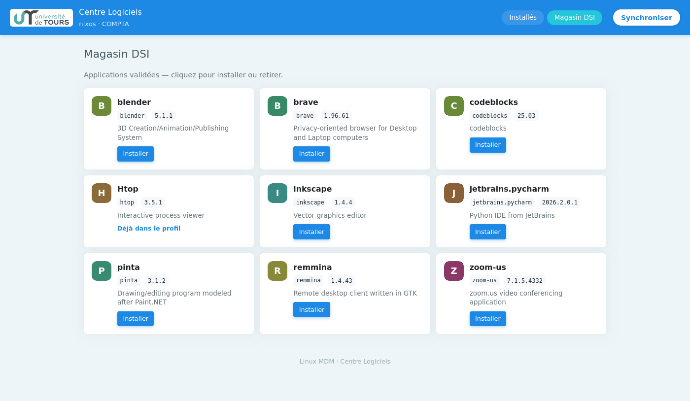 Centre Logiciels — magasin DSI