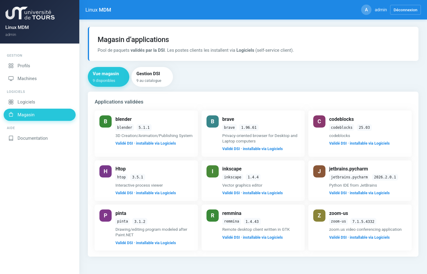 Magasin d’applications DSI